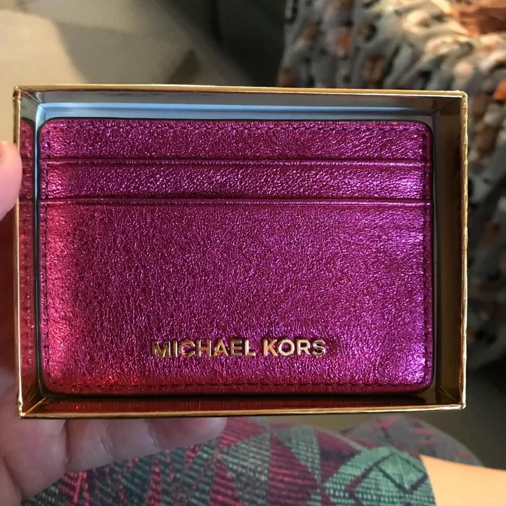 LIMITED Michael Kors travel card case PINK sparkle